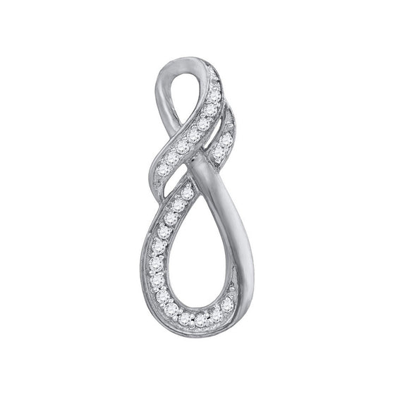 10k White Gold Womens Round Diamond Twist Fashion Pendant 1/10 Cttw