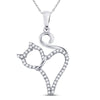 10k White Gold Womens Round Diamond Kitty Cat Animal Pendant 1/6 Cttw