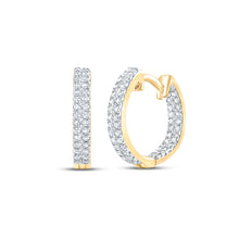  10k Yellow Gold Womens Round Diamond Hoop Earrings 1/5 Cttw