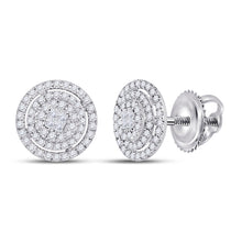  14k White Gold Womens Princess Diamond Fashion Cluster Earrings 1/2 Cttw