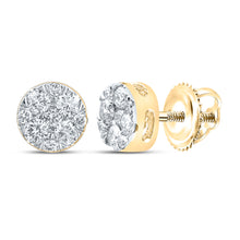  14k Yellow Gold Womens Round Diamond Cluster Earrings 1/4 Cttw