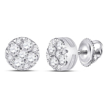  14k White Gold Womens Round Diamond Fashion Cluster Earrings 1/4 Cttw