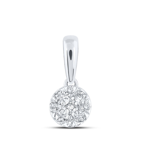 14k White Gold Womens Round Diamond Fashion Cluster Pendant 1/4 Cttw