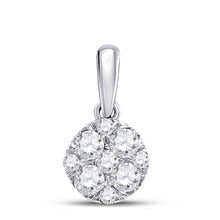  14k White Gold Womens Round Diamond Fashion Cluster Pendant 1/2 Cttw
