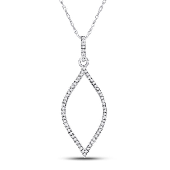 10k White Gold Womens Round Diamond Fashion Pendant 1/5 Cttw