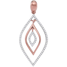  10k Rose Gold Womens Round Diamond Triple Nested Oval Outline Pendant 1/4 Cttw