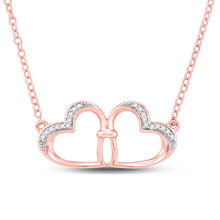  10k Rose Gold Womens Round Diamond Heart Pendant Necklace 1/20 Cttw