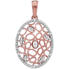  10k Rose Gold Womens Round Diamond Oval Honeycomb Pendant 1/20 Cttw