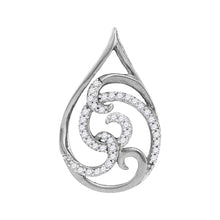  10k Two-tone Gold Womens Round Diamond Curl Teardrop Pendant 1/8 Cttw