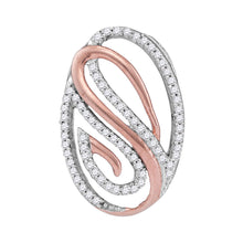  10k Two-tone Gold Womens Round Diamond Oval Pendant 1/5 Cttw