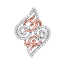  10k Two-tone Gold Womens Round Diamond Curl Fashion Pendant 1/5 Cttw