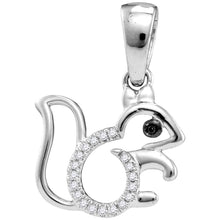 10k White Gold Womens Round Diamond Squirrel Critter Pendant 1/20 Cttw