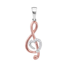  10k Two-tone Gold Womens Round Diamond Treble Clef Pendant .03 Cttw