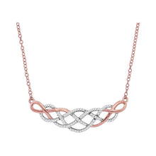 10k Rose Gold Womens Round Diamond Woven Strand Cluster Necklace 1/4 Cttw