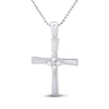 10k White Gold Womens Round Diamond Cross Pendant 1/20 Cttw