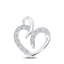  Sterling Silver Womens Round Diamond Heart Pendant 1/10 Cttw