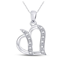  Sterling Silver Womens Round Diamond Heart Pendant 1/10 Cttw