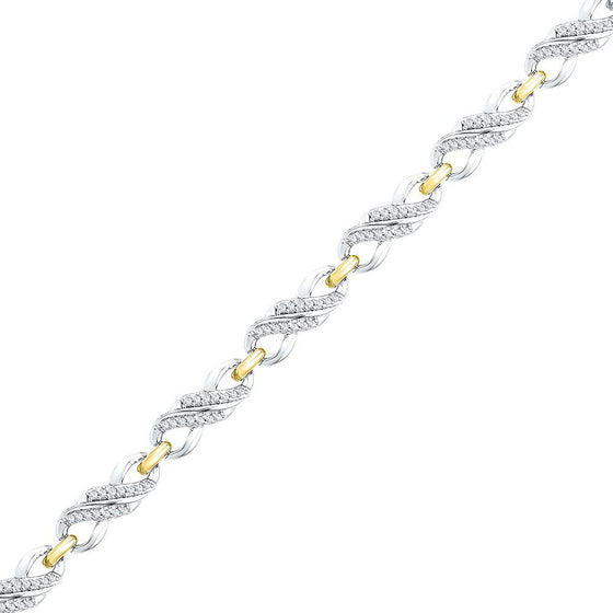 10k Two-tone Gold Womens Round Diamond Infinity Bracelet 1/2 Cttw