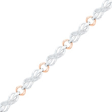  10k Two-tone Gold Womens Round Diamond Infinity Bracelet 1/4 Cttw