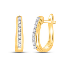  10k Yellow Gold Womens Round Diamond Hoop Earrings 1/4 Cttw