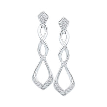  10k White Gold Womens Round Diamond Fashion Earrings 1/10 Cttw