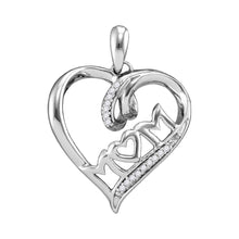  Sterling Silver Womens Round Diamond Mom Heart Pendant 1/20 Cttw