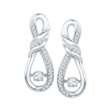  10k White Gold Womens Round Diamond Moving Twinkle Fashion Earrings 1/3 Cttw