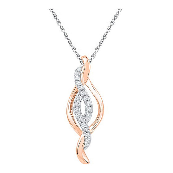 10k Two-tone Gold Womens Round Diamond Fashion Pendant 1/8 Cttw