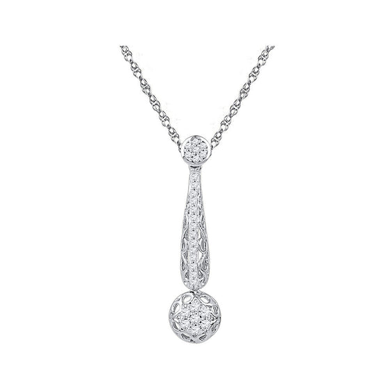 10k White Gold Womens Round Diamond Drop Cluster Pendant 1/3 Cttw