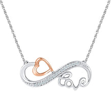  10k Two-tone Gold Womens Round Diamond Heart Love Infinity Necklace 1/20 Cttw