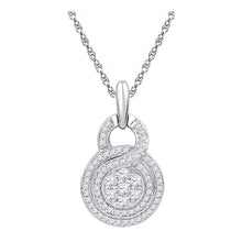  10k White Gold Womens Round Diamond Circle Flower Cluster Pendant 1/2 Cttw
