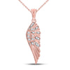 10k Rose Gold Womens Round Diamond Angel Wing Fashion Pendant 1/20 Cttw