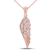  10k Rose Gold Womens Round Diamond Angel Wing Fashion Pendant 1/20 Cttw