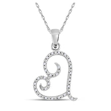  10k White Gold Womens Round Diamond Curled Heart Pendant 1/10 Cttw