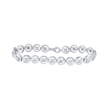  Sterling Silver Womens Round Diamond Fashion Bracelet 1/6 Cttw
