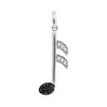  Sterling Silver Womens Round Black Color Enhanced Diamond Music 16th Note Pendant 1/20 Cttw