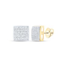  14k Yellow Gold Womens Princess Diamond Square Earrings 1 Cttw