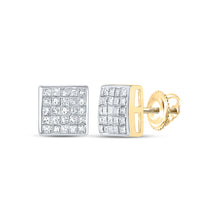  14k Yellow Gold Womens Princess Diamond Square Earrings 5/8 Cttw