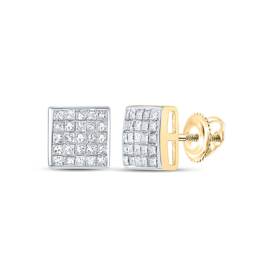 14k Yellow Gold Womens Princess Diamond Square Earrings 5/8 Cttw