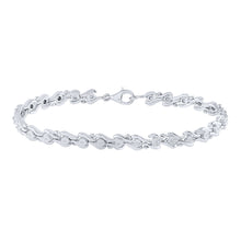  Sterling Silver Womens Round Diamond Fashion Bracelet 1/10 Cttw
