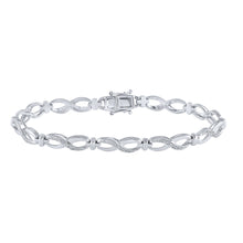  Sterling Silver Womens Round Diamond Infinity Bracelet 1/10 Cttw