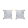 10k Yellow Gold Round Diamond Square Earrings 1/3 Cttw