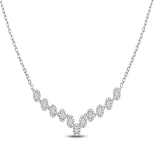  14k White Gold Womens Princess Diamond Fashion Cocktail Necklace 1-7/8 Cttw