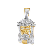  10k Yellow Gold Mens Round Diamond Jesus Face Charm Pendant 3/4 Cttw
