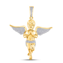  10k Yellow Gold Mens Round Diamond Angel Charm Pendant 1/2 Cttw