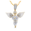 10k Yellow Gold Mens Round Diamond Angel Charm Pendant 3/4 Cttw