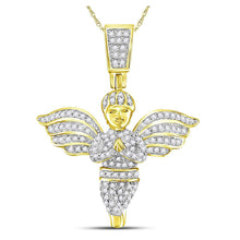  10k Yellow Gold Mens Round Angel Diamond Charm Pendant 3/8 Cttw
