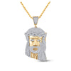 10k Yellow Gold Mens Round Diamond Jesus Face Charm Pendant 1-1/3 Cttw