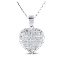  Sterling Silver Womens Round Diamond Heart Pendant 1/6 Cttw