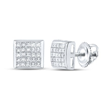  14k White Gold Womens Princess Diamond Square Earrings 5/8 Cttw